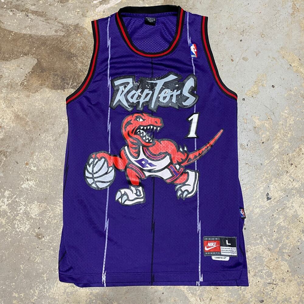 Vintage Nike Team Toronto Raptors Tracy McGrady #1 Jersey Mens Large Purple 90's